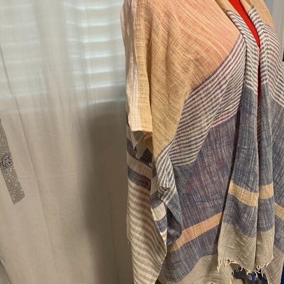 Blue/Tan Stripped Beach Cover-Up - Picture 2 of 7